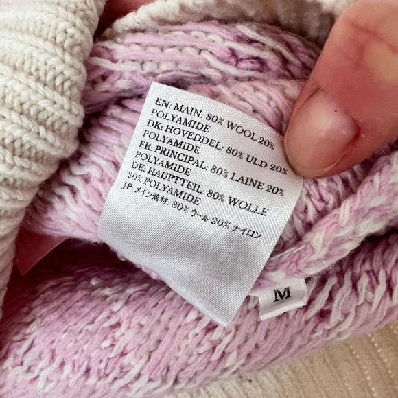 Stine Goya Pink and Cream Cable Knit Puff Sleeve Carlo Contrast Sweater Medium - Picture 6 of 6